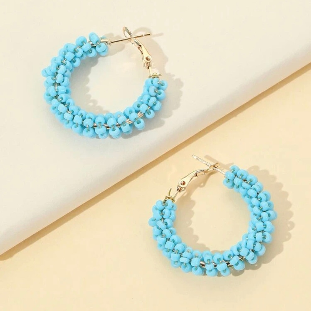 Turquoise Beaded Hoop Earrings